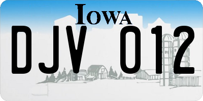 IA license plate DJV012