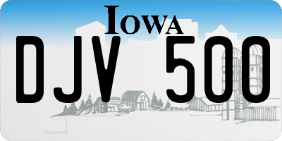 IA license plate DJV500