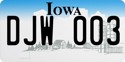 IA license plate DJW003