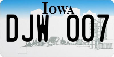 IA license plate DJW007