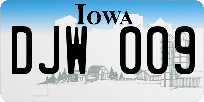 IA license plate DJW009
