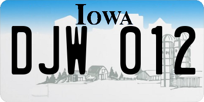 IA license plate DJW012