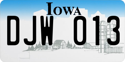 IA license plate DJW013