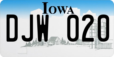IA license plate DJW020