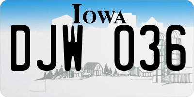 IA license plate DJW036