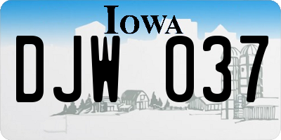 IA license plate DJW037