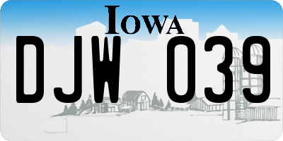 IA license plate DJW039