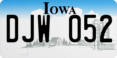 IA license plate DJW052
