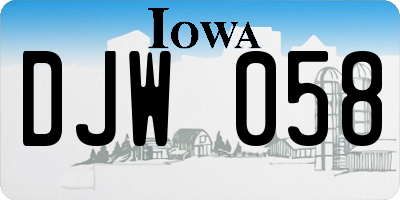 IA license plate DJW058