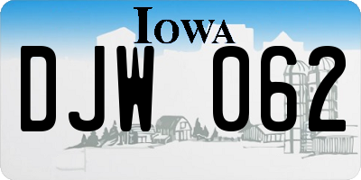 IA license plate DJW062