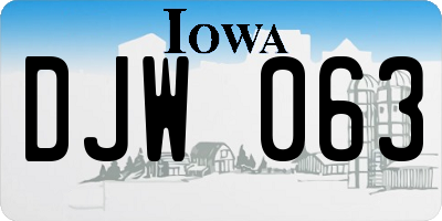IA license plate DJW063