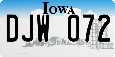 IA license plate DJW072