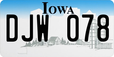 IA license plate DJW078