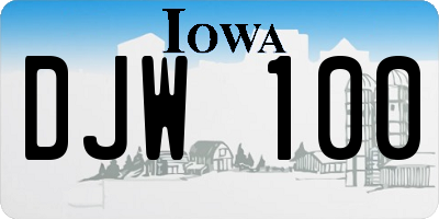 IA license plate DJW100