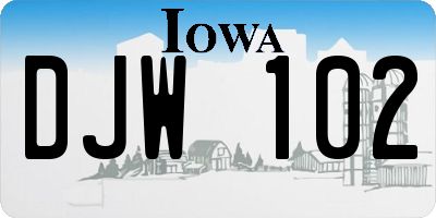 IA license plate DJW102
