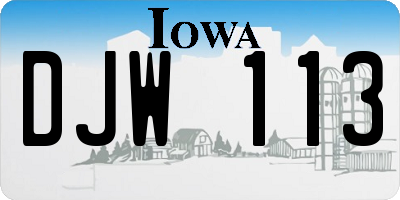 IA license plate DJW113
