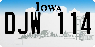 IA license plate DJW114
