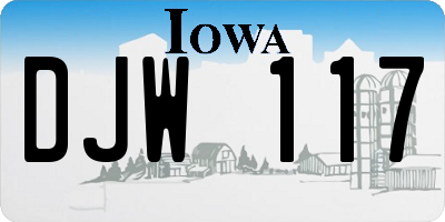 IA license plate DJW117