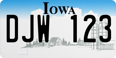 IA license plate DJW123