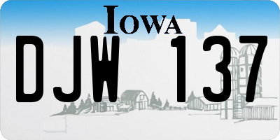 IA license plate DJW137