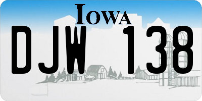 IA license plate DJW138