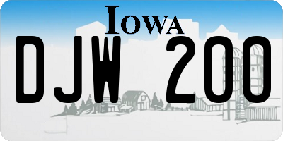 IA license plate DJW200