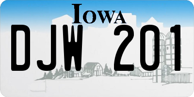 IA license plate DJW201