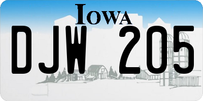 IA license plate DJW205