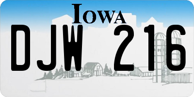 IA license plate DJW216