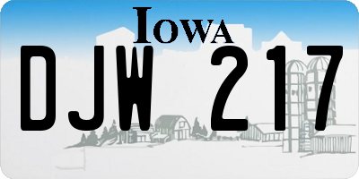 IA license plate DJW217