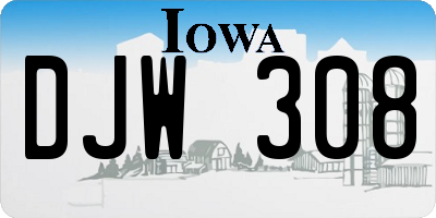 IA license plate DJW308