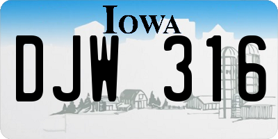 IA license plate DJW316