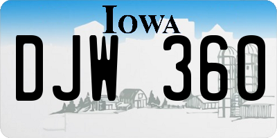 IA license plate DJW360