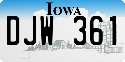 IA license plate DJW361