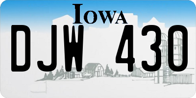 IA license plate DJW430