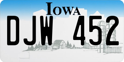 IA license plate DJW452