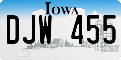 IA license plate DJW455