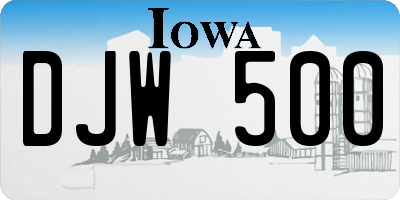 IA license plate DJW500