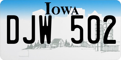IA license plate DJW502