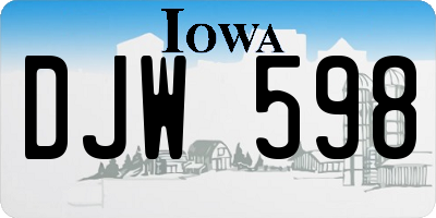 IA license plate DJW598