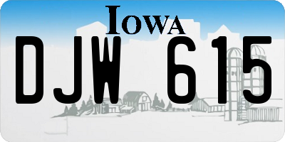 IA license plate DJW615