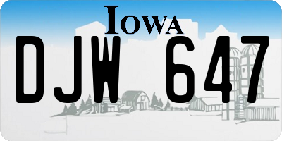 IA license plate DJW647