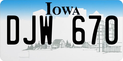 IA license plate DJW670