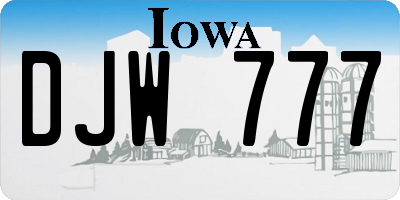 IA license plate DJW777