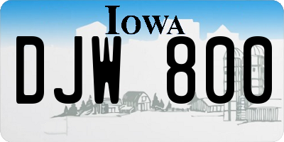 IA license plate DJW800
