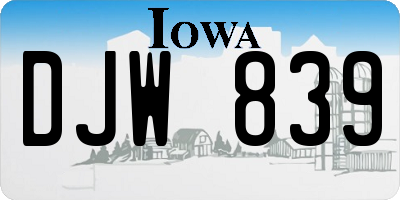 IA license plate DJW839