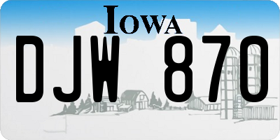 IA license plate DJW870