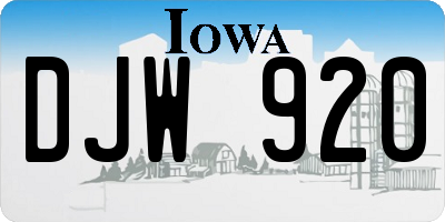 IA license plate DJW920
