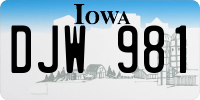 IA license plate DJW981