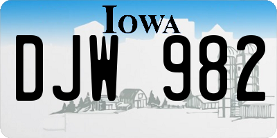 IA license plate DJW982